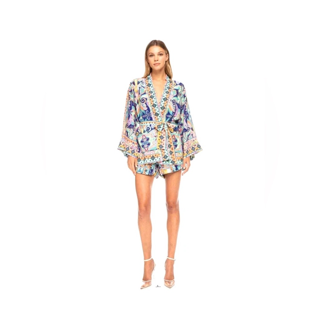 Robert Graham Autumn Floral Multicolor Kimono Top NWT